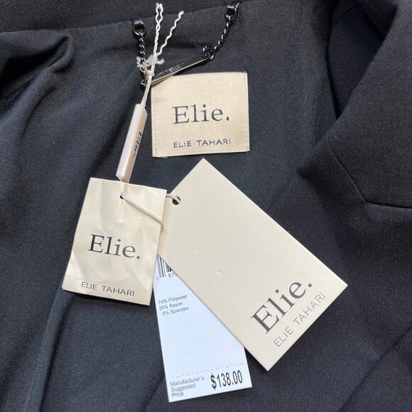 Elie Tahari Black Single Breasted One Button Peak Lapel Blazer Jacket NWT SZ 10 - Picture 12 of 14